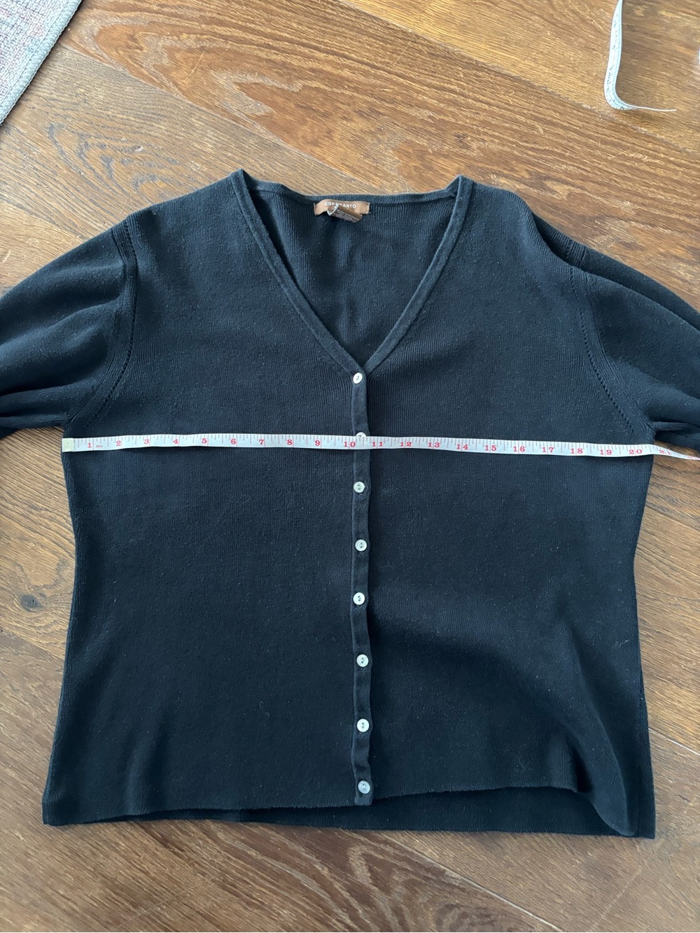 Vintage Cotton Black V-Neck Button Front Sweater - Picture 8 of 9